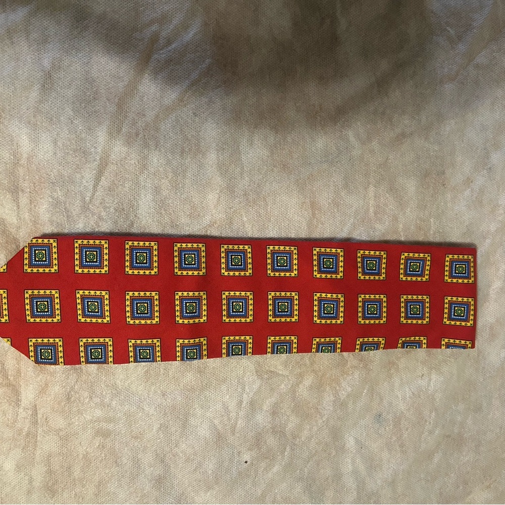 Vera Bradley Red Tie with Yellow and Blue Squares